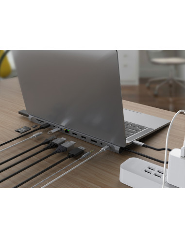 Conceptronic DONN17G replicatore di porte e docking station per laptop Cablato USB 3.2 Gen 1 (3.1 Gen 1) Type-C Grigio