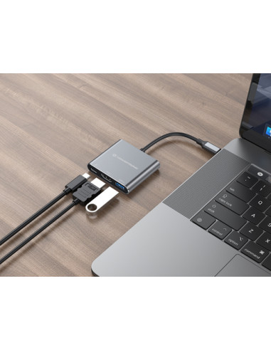 Conceptronic DONN18G replicatore di porte e docking station per laptop Cablato USB 3.2 Gen 1 (3.1 Gen 1) Type-C Grigio