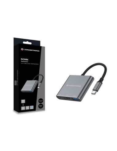 Conceptronic DONN18G replicatore di porte e docking station per laptop Cablato USB 3.2 Gen 1 (3.1 Gen 1) Type-C Grigio