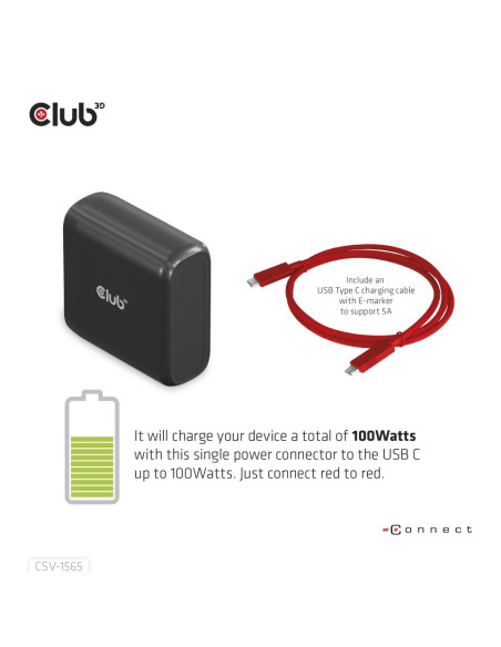 CLUB3D USB Gen1 Type-C Triple Display DP1.4 Alt mode Smart PD3.0 Charging Dock with 100 Watt Power Supply