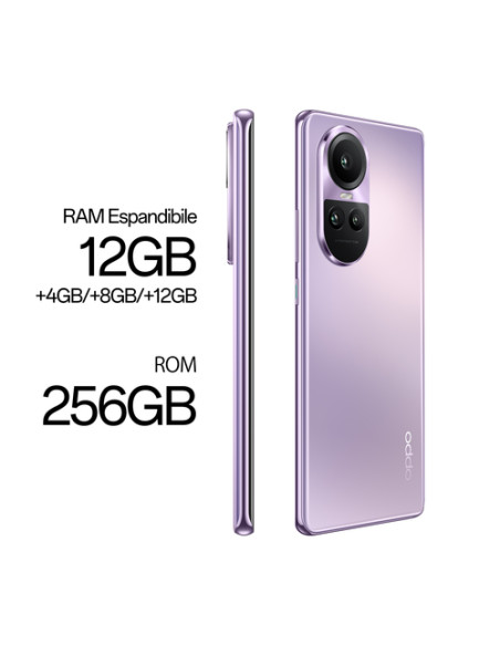 OPPO Reno 10 PRO Smartphone 5G, AI Tripla fotocamera 50+32+8MP, Selfie 32MP, Display 6.7" 120HZ AMOLED, 4600 mAh, RAM 12GB (Esp.