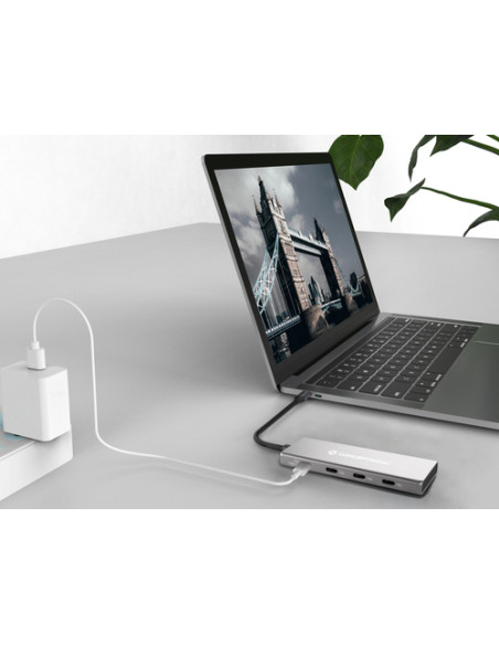 Conceptronic HUBBIES16G hub di interfaccia USB 3.2 Gen 2 (3.1 Gen 2) Type-C 10000 Mbit/s Grigio