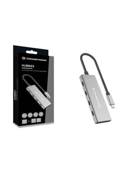 Conceptronic HUBBIES16G hub di interfaccia USB 3.2 Gen 2 (3.1 Gen 2) Type-C 10000 Mbit/s Grigio