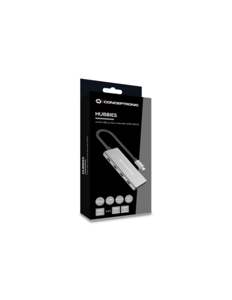 Conceptronic HUBBIES16G hub di interfaccia USB 3.2 Gen 2 (3.1 Gen 2) Type-C 10000 Mbit/s Grigio