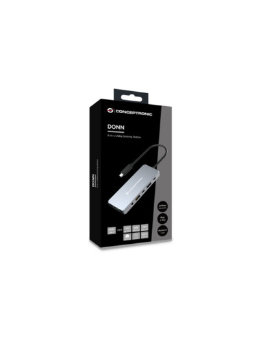 Conceptronic DONN22G replicatore di porte e docking station per laptop Cablato USB 3.2 Gen 2 (3.1 Gen 2) Type-C Grigio