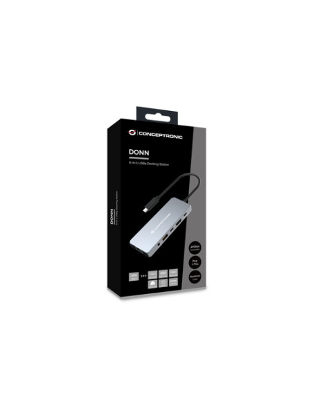Conceptronic DONN22G replicatore di porte e docking station per laptop Cablato USB 3.2 Gen 2 (3.1 Gen 2) Type-C Grigio