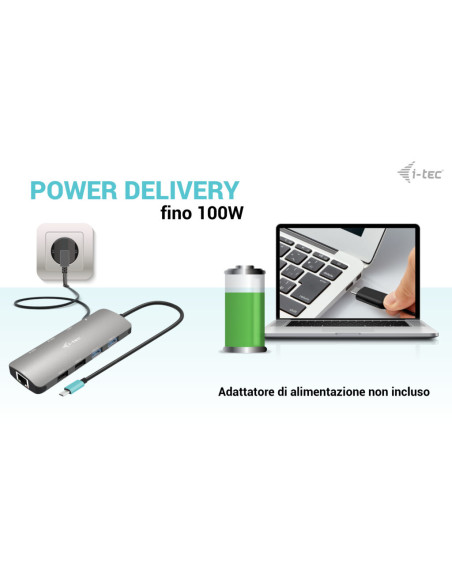 i-tec USB-C Metal Nano 2x Display Docking Station + Power Delivery 100 W