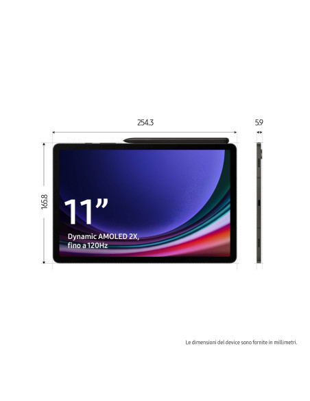 Samsung Galaxy Tab S9 Tablet AI Android 11 Pollici Dynamic AMOLED 2X Wi-Fi RAM 8 GB 128 GB Tablet Android 13 Graphite