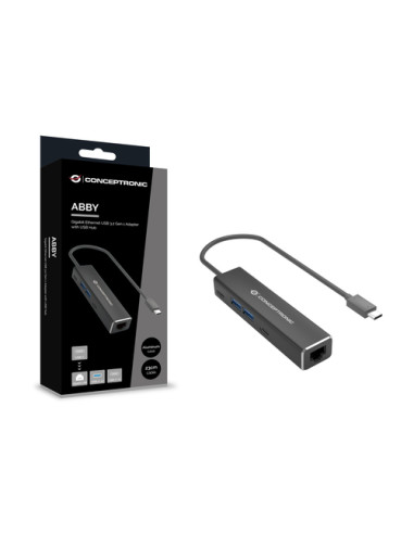 Conceptronic ABBY14B replicatore di porte e docking station per laptop Cablato USB 3.2 Gen 1 (3.1 Gen 1) Type-C Grigio
