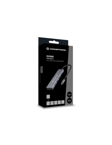 Conceptronic DONN23G replicatore di porte e docking station per laptop Cablato USB 3.2 Gen 1 (3.1 Gen 1) Type-C Grigio
