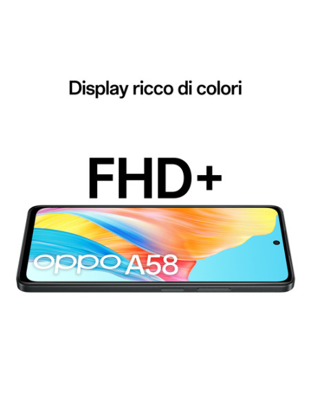 OPPO A58 4G Smartphone, AI Doppia fotocamera 50+2MP, Selfie 8MP, Display 6.72” 60HZ LCD FHD+, 5000mAh, RAM 6 (Esp 2GB/4GB/6GB)