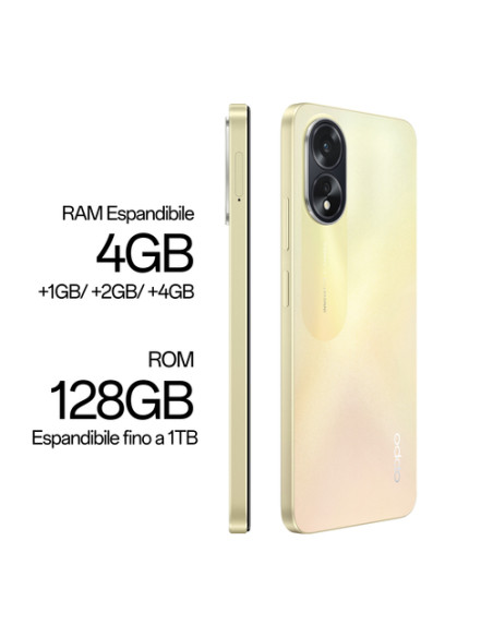 OPPO A38 4G Smartphone, AI Doppia fotocamera 50+2MP, Selfie 5MP, Display 6.56” 90HZ LCD HD+, 5000mAh, RAM 8 GB (4+4) + ROM 128