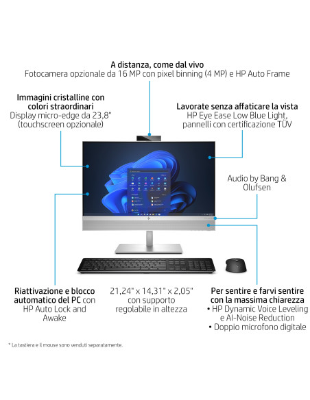 HP EliteOne 840 G9 Intel® Core™ i5 i5-13500 60,5 cm (23.8") 1920 x 1080 Pixel Touch screen PC All-in-one 16 GB DDR5-SDRAM 512