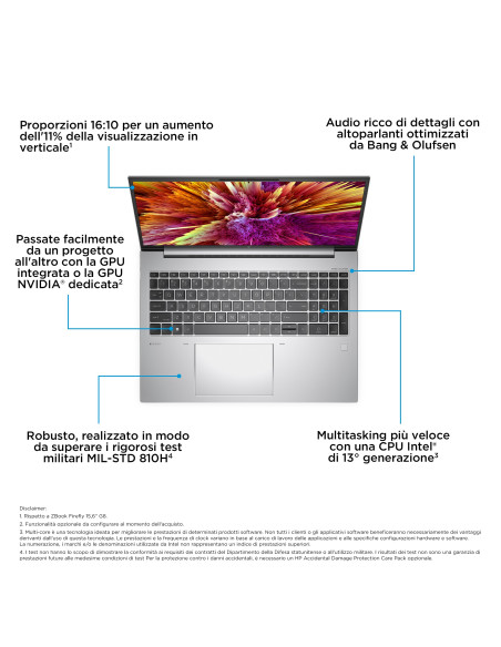 HP ZBook Firefly G10 Intel® Core™ i7 i7-1355U Workstation mobile 40,6 cm (16") WUXGA 32 GB DDR5-SDRAM 1 TB SSD NVIDIA RTX A50