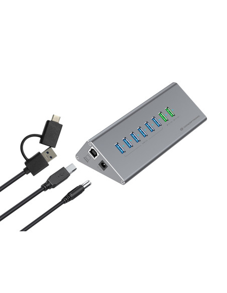 Conceptronic HUBBIES18G hub di interfaccia USB 3.2 Gen 1 (3.1 Gen 1) Type-B 5000 Mbit/s Grigio