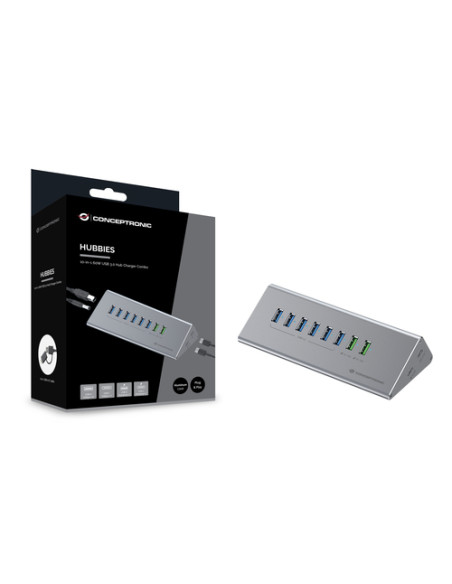 Conceptronic HUBBIES18G hub di interfaccia USB 3.2 Gen 1 (3.1 Gen 1) Type-B 5000 Mbit/s Grigio