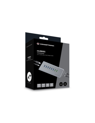 Conceptronic HUBBIES18G hub di interfaccia USB 3.2 Gen 1 (3.1 Gen 1) Type-B 5000 Mbit/s Grigio