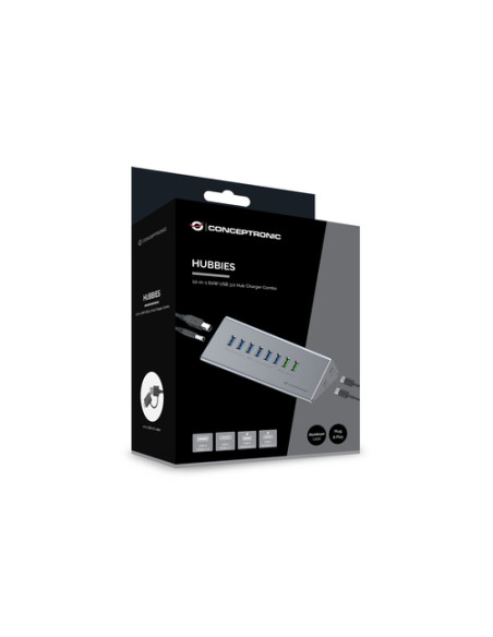 Conceptronic HUBBIES18G hub di interfaccia USB 3.2 Gen 1 (3.1 Gen 1) Type-B 5000 Mbit/s Grigio