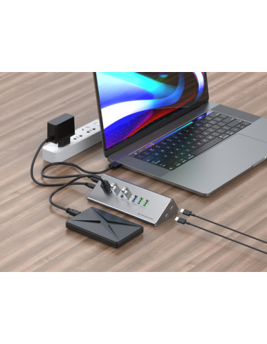 Conceptronic HUBBIES18G hub di interfaccia USB 3.2 Gen 1 (3.1 Gen 1) Type-B 5000 Mbit/s Grigio