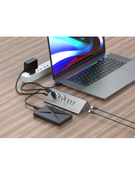 Conceptronic HUBBIES18G hub di interfaccia USB 3.2 Gen 1 (3.1 Gen 1) Type-B 5000 Mbit/s Grigio