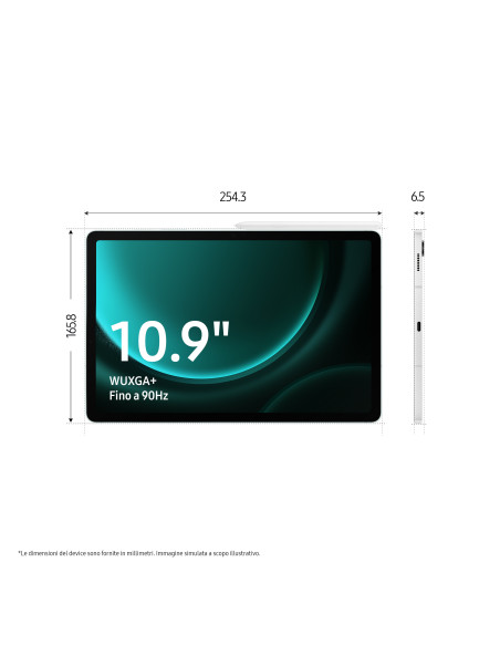 Samsung Galaxy Tab S9 FE Tablet Android 10.9 Pollici TFT LCD PLS Wi-Fi RAM 6 GB 128 GB Tablet Android 13 Gray