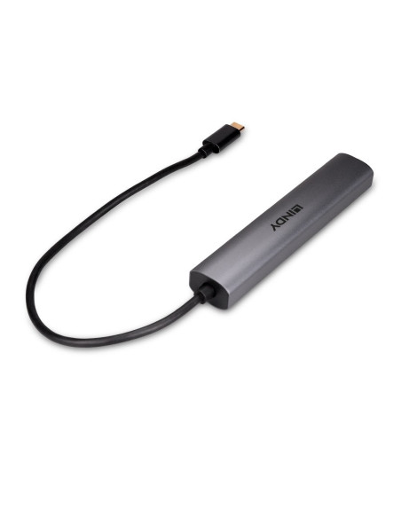Lindy 43384 hub di interfaccia USB tipo-C 10000 Mbit/s Grigio