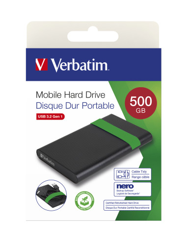 Verbatim 53111 disco rigido esterno 512 GB 5400 Giri/min 2.5" Micro-USB B 2.0/3.2 Gen 1 (3.1 Gen 1) Nero, Verde
