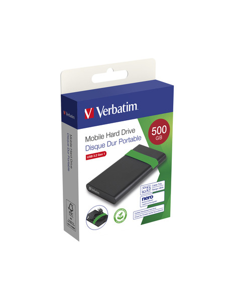 Verbatim 53111 disco rigido esterno 512 GB 5400 Giri/min 2.5" Micro-USB B 2.0/3.2 Gen 1 (3.1 Gen 1) Nero, Verde