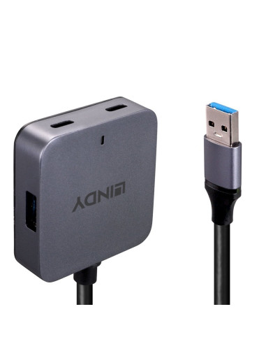 Lindy 43388 hub di interfaccia USB 3.2 Gen 1 (3.1 Gen 1) Type-A 5000 Mbit/s Nero, Grigio
