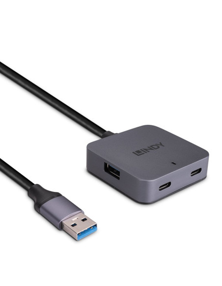 Lindy 43389 hub di interfaccia USB 3.2 Gen 1 (3.1 Gen 1) Type-A 5000 Mbit/s Nero, Grigio