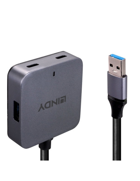 Lindy 43389 hub di interfaccia USB 3.2 Gen 1 (3.1 Gen 1) Type-A 5000 Mbit/s Nero, Grigio