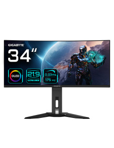 GIGABYTE Monitor da gioco curvo OLED WQHD MO34WQC da 34" - 3440 x 1440, 175Hz, 0.03ms, KVM, 250 cd/m², FreeSync Premium Pro, Di