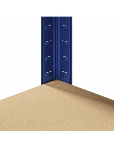 Mensola Angolare 5 Strati Blu in Acciaio e Legno Multistrato