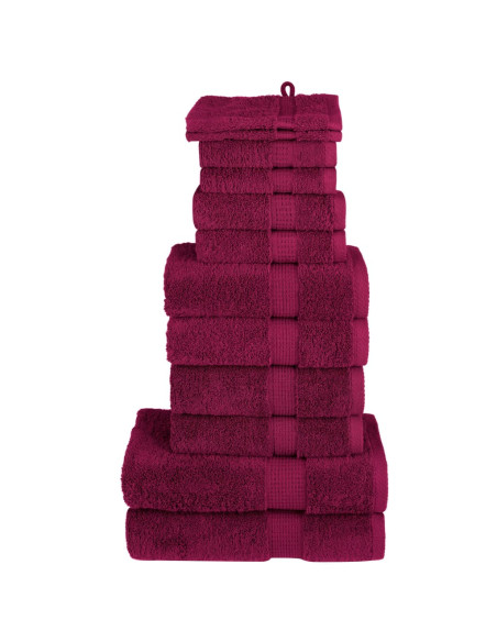 Set Asciugamani 12 pz Bordeaux 600 gsm 100% Cotone