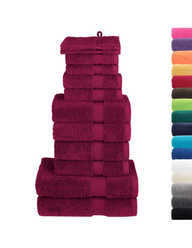 Set Asciugamani 12 pz Bordeaux 600 gsm 100% Cotone