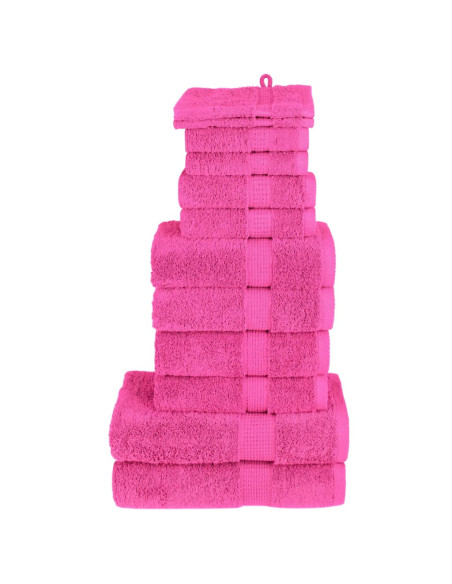 Set Asciugamani 12 pz Rosa 600 gsm 100% Cotone