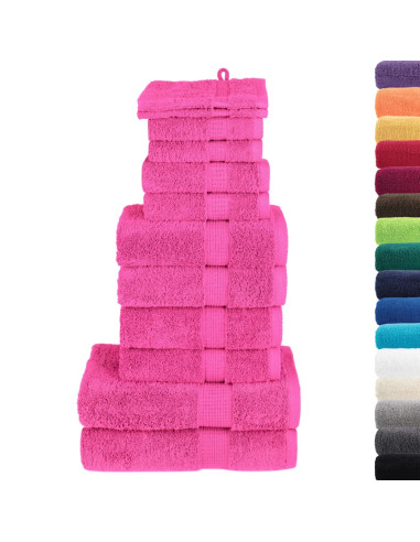Set Asciugamani 12 pz Rosa 600 gsm 100% Cotone