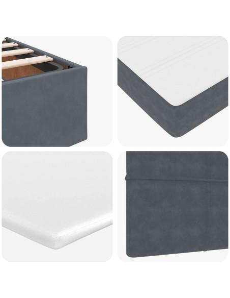 Struttura Letto Pouf con Materasso 140x200 cm in Velluto