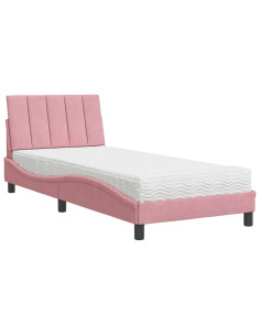 Letto con Materasso Rosa 90x190 cm in Velluto 2
