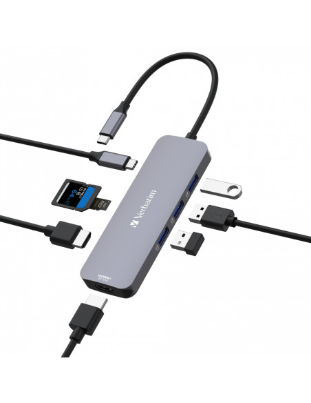 Verbatim CMH-08 USB tipo-C 5000 Mbit/s Argento
