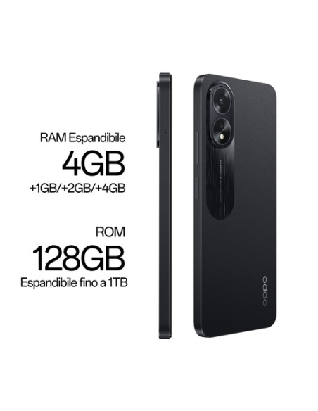 OPPO A18 4G Smartphone, AI Doppia fotocamera 8+2MP, Selfie 5MP, Display 6.56” 90HZ LCD HD+, 5000mAh, RAM 8 GB (4+4) + ROM 128G