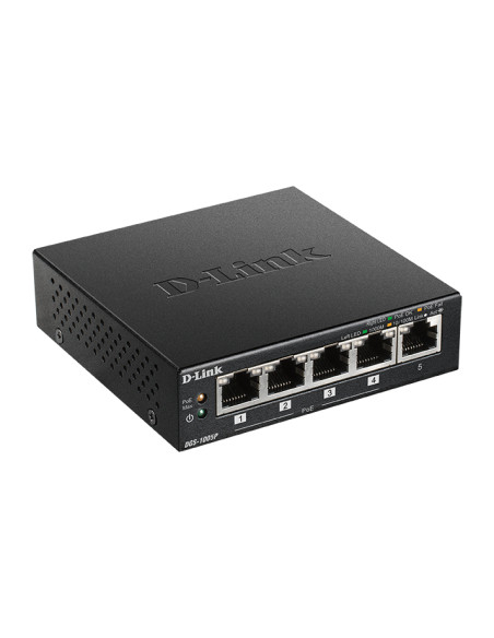 D-Link DGS-1005P/E switch di rete Non gestito Gigabit Ethernet (10/100/1000) Supporto Power over Ethernet (PoE) Nero