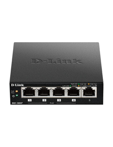 D-Link DGS-1005P/E switch di rete Non gestito Gigabit Ethernet (10/100/1000) Supporto Power over Ethernet (PoE) Nero
