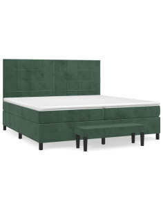 Giroletto a Molle con Materasso Verde Scuro 200x200 cm Velluto