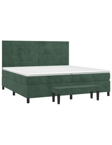 Giroletto a Molle con Materasso Verde Scuro 200x200 cm Velluto