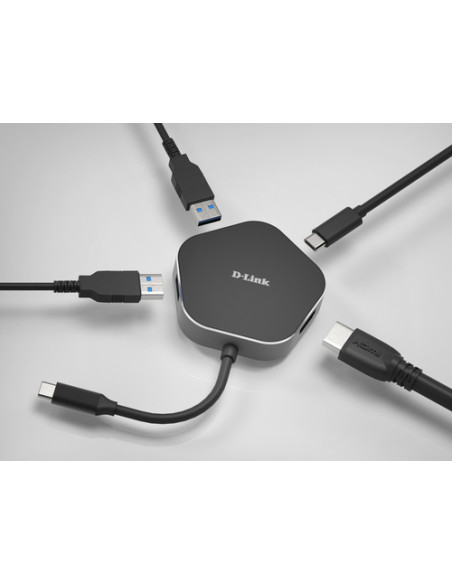 D-Link DUB-M420 replicatore di porte e docking station per laptop Cablato Thunderbolt 3 Alluminio, Nero