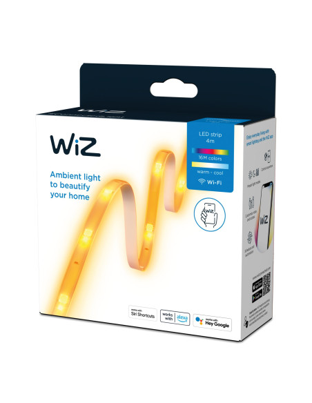 WiZ Striscia LED WiFi, Luce Bianca o Colorata Dimmerabile, 4 M, 11W, Alimentatore Incluso, Tecnologia SpaceSense, Controllo Voca