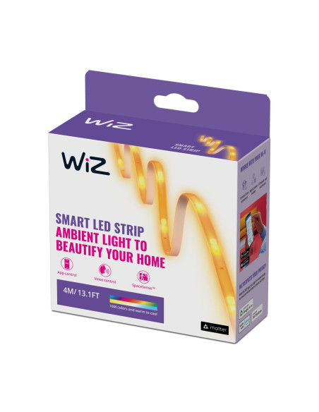 WiZ Striscia LED WiFi, Luce Bianca o Colorata Dimmerabile, 4 M, 11W, Alimentatore Incluso, Tecnologia SpaceSense, Controllo Voca