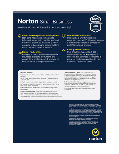 Norton Small Business | Protezione antivirus per piccole imprese e small office | 6 dispositivi | Licenza di 1 anno