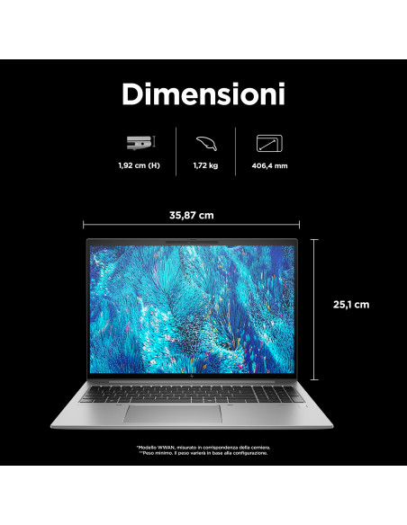 HP ZBook Firefly 16 G11 Intel Core Ultra 7 155H Workstation mobile 40,6 cm (16") WUXGA 16 GB DDR5-SDRAM 512 GB SSD NVIDIA RTX A5